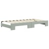 Lit de jour avec gigogne et matelas gris clair 90x190cm velours 