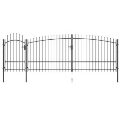 Portail de clôture de jardin avec dessus en lance 5x2,25 m Noir 