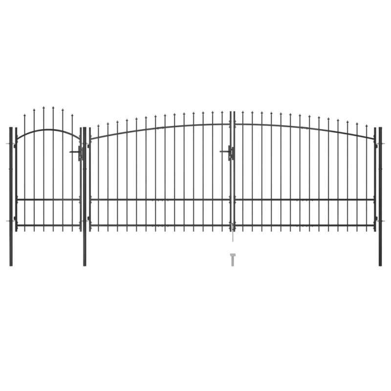 Portail de clôture de jardin avec dessus en lance 5x2,25 m Noir Portail de clôture de jardin avec dessus en lance 5x2,25 m Noir