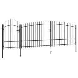 Portail de clôture de jardin avec dessus en lance 5x2,25 m Noir 