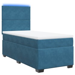 Sommier à lattes de lit avec matelas bleu 80x200 cm velours 