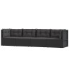 Salon de jardin 4 pcs avec coussins Noir Résine tressée 