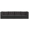 Salon de jardin 4 pcs avec coussins Noir Résine tressée 