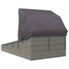 Transat avec toit pliable gris 200x114x128 cm résine tressée 