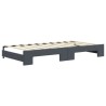 Lit de jour avec gigogne et matelas gris foncé 90x190cm velours 