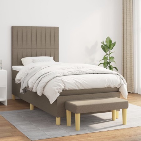 Sommier à lattes de lit avec matelas Taupe 80x200 cm Tissu 