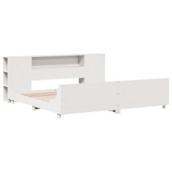 Cadre de lit sans matelas blanc 200x200 cm bois massif de pin 