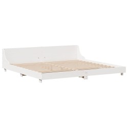 Cadre de lit sans matelas blanc 200x200 cm bois massif de pin 