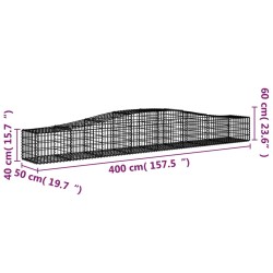 Paniers à gabions arqués 4 pcs 400x50x40/60 cm Fer galvanisé 