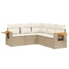 Salon de jardin avec coussins 5 pcs beige résine tressée 