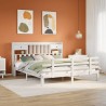 Lit bibliothèque sans matelas blanc 180x200 cm bois pin massif 