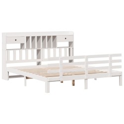 Lit bibliothèque sans matelas blanc 180x200 cm bois pin massif 