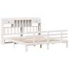 Lit bibliothèque sans matelas blanc 180x200 cm bois pin massif 