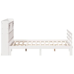 Lit bibliothèque sans matelas blanc 180x200 cm bois pin massif 