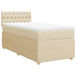 Sommier à lattes de lit avec matelas Crème 100x200 cm Tissu 