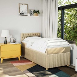 Sommier à lattes de lit avec matelas Crème 100x200 cm Tissu 