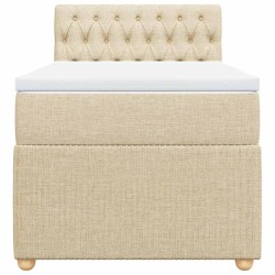 Sommier à lattes de lit avec matelas Crème 100x200 cm Tissu 