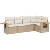 Salon de jardin avec coussins 5 pcs beige résine tressée 