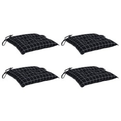 Coussins de chaise lot de 4 carreaux noir 40x40x7 cm tissu 