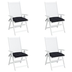 Coussins de chaise lot de 4 carreaux noir 40x40x7 cm tissu 