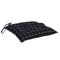 Coussins de chaise lot de 4 carreaux noir 40x40x7 cm tissu 