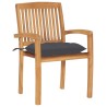 Chaises de jardin empilables avec coussins lot de 4 Teck solide 