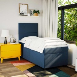 Sommier à lattes de lit avec matelas Bleu 90x190 cm Tissu 