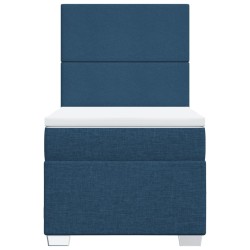 Sommier à lattes de lit avec matelas Bleu 90x190 cm Tissu 