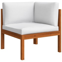 Salon de jardin 5 pcs avec coussins Crème Bois d'acacia solide 