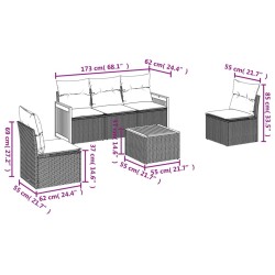 Salon de jardin avec coussins 6 pcs beige résine tressée 
