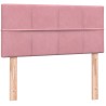 Sommier à lattes de lit avec matelas rose 90x210 cm velours 