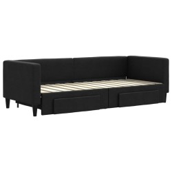 Lit de jour avec gigogne et tiroirs sans matelas noir 80x200 cm 