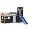 Lit mezzanine enfants et tour sans matelas blanc noir 80x200cm 