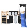 Lit mezzanine enfants et tour sans matelas blanc noir 80x200cm 