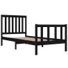 Cadre de lit sans matelas noir bois massif 