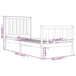 Cadre de lit sans matelas noir bois massif 