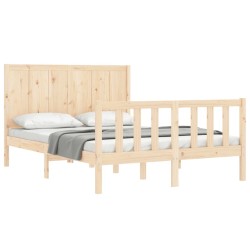 Cadre de lit sans matelas bois de pin massif 