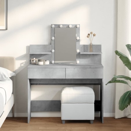 Coiffeuse avec LED gris béton 100x40x130 cm 