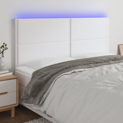 Tête de lit à LED Blanc 160x5x118/128 cm Similicuir 