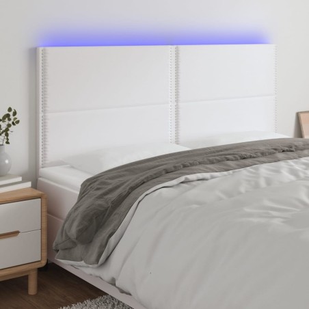 Tête de lit à LED Blanc 160x5x118/128 cm Similicuir 