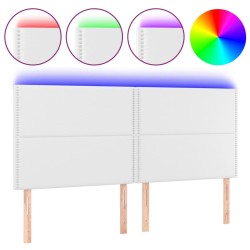 Tête de lit à LED Blanc 160x5x118/128 cm Similicuir 