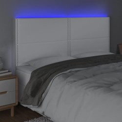 Tête de lit à LED Blanc 160x5x118/128 cm Similicuir 