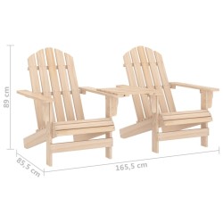 Chaises de jardin Adirondack avec table bois de sapin solide 