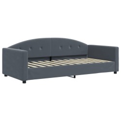 Lit de jour avec gigogne et matelas gris foncé 90x200cm velours 