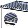 Auvent manuel rétractable avec LED 450x350 cm Bleu et blanc 