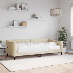 Lit de jour avec matelas crème 90x200 cm tissu 