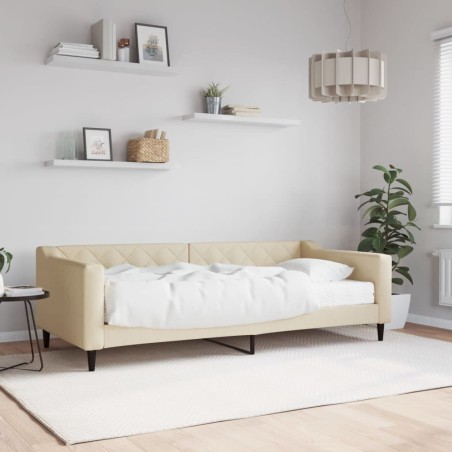 Lit de jour avec matelas crème 90x200 cm tissu 