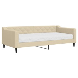 Lit de jour avec matelas crème 90x200 cm tissu 