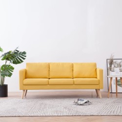 Canapé à 3 places Tissu Jaune 