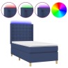 Sommier à lattes de lit matelas et LED Bleu 90x190 cm Tissu 